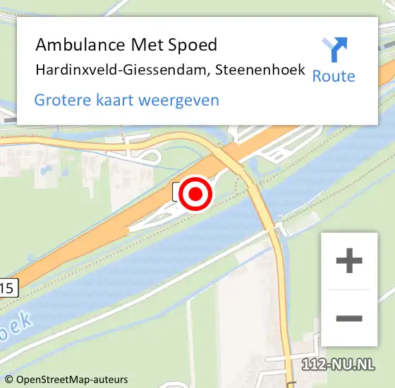 Locatie op kaart van de 112 melding: Ambulance Met Spoed Naar Hardinxveld-Giessendam, Steenenhoek op 9 november 2022 09:03