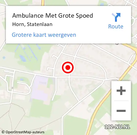 Locatie op kaart van de 112 melding: Ambulance Met Grote Spoed Naar Horn, Statenlaan op 9 november 2022 09:14