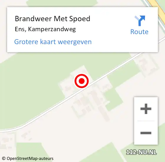 Locatie op kaart van de 112 melding: Brandweer Met Spoed Naar Ens, Kamperzandweg op 9 november 2022 09:17