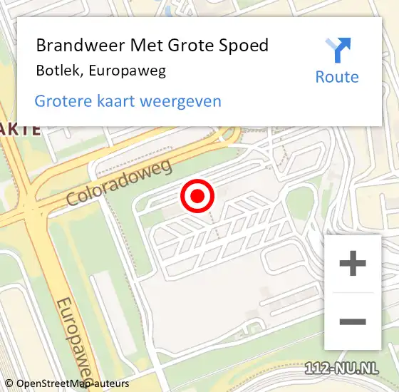 Locatie op kaart van de 112 melding: Brandweer Met Grote Spoed Naar Botlek, Europaweg op 9 november 2022 09:21