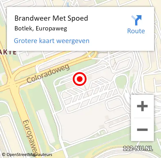 Locatie op kaart van de 112 melding: Brandweer Met Spoed Naar Botlek, Europaweg op 9 november 2022 09:45