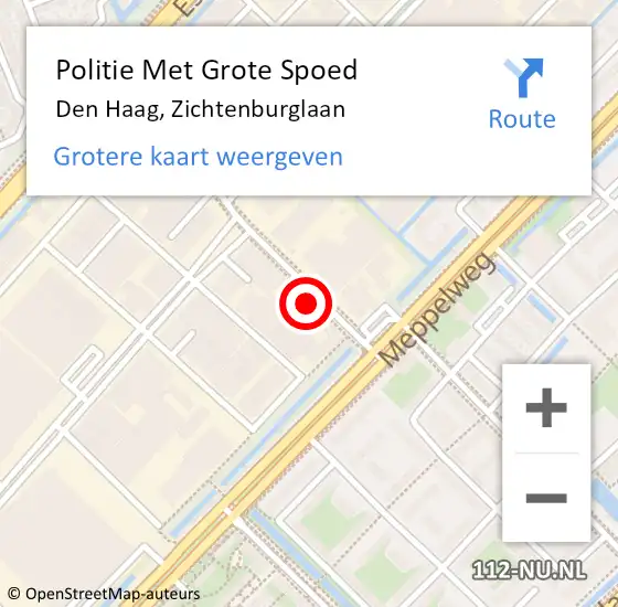 Locatie op kaart van de 112 melding: Politie Met Grote Spoed Naar Den Haag, Zichtenburglaan op 9 november 2022 09:56