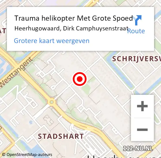 Locatie op kaart van de 112 melding: Trauma helikopter Met Grote Spoed Naar Heerhugowaard, Dirk Camphuysenstraat op 9 november 2022 09:57