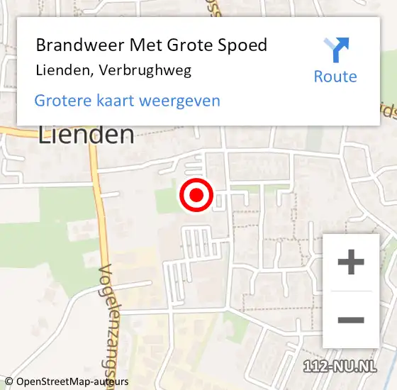 Locatie op kaart van de 112 melding: Brandweer Met Grote Spoed Naar Lienden, Verbrughweg op 9 november 2022 10:14