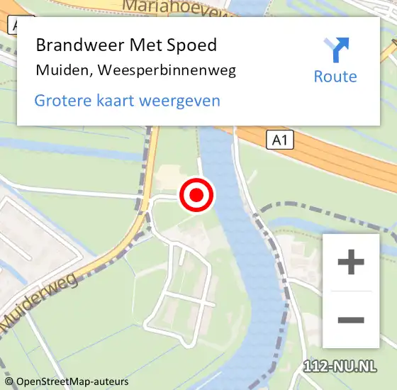 Locatie op kaart van de 112 melding: Brandweer Met Spoed Naar Muiden, Weesperbinnenweg op 9 november 2022 10:23