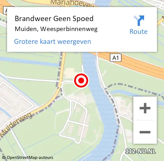 Locatie op kaart van de 112 melding: Brandweer Geen Spoed Naar Muiden, Weesperbinnenweg op 9 november 2022 10:28