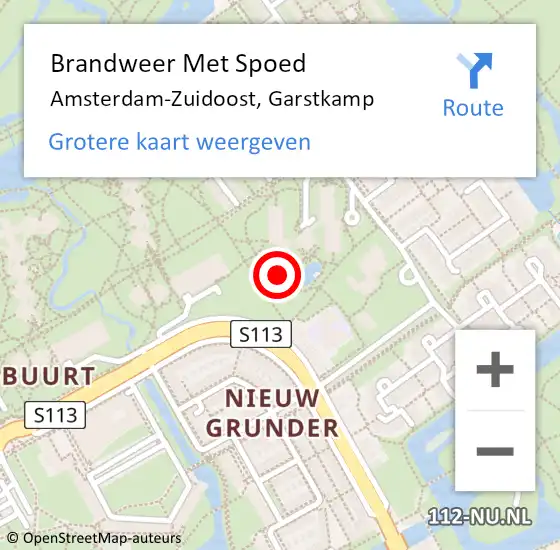 Locatie op kaart van de 112 melding: Brandweer Met Spoed Naar Amsterdam-Zuidoost, Garstkamp op 9 november 2022 10:34