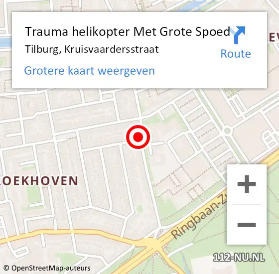 Locatie op kaart van de 112 melding: Trauma helikopter Met Grote Spoed Naar Tilburg, Kruisvaardersstraat op 9 november 2022 10:37