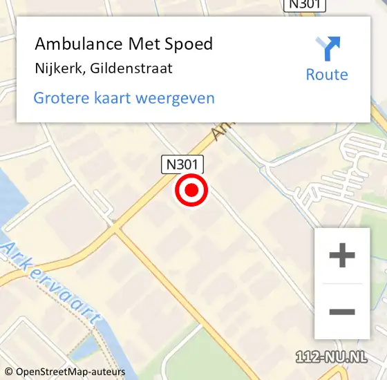 Locatie op kaart van de 112 melding: Ambulance Met Spoed Naar Nijkerk, Gildenstraat op 9 november 2022 11:49