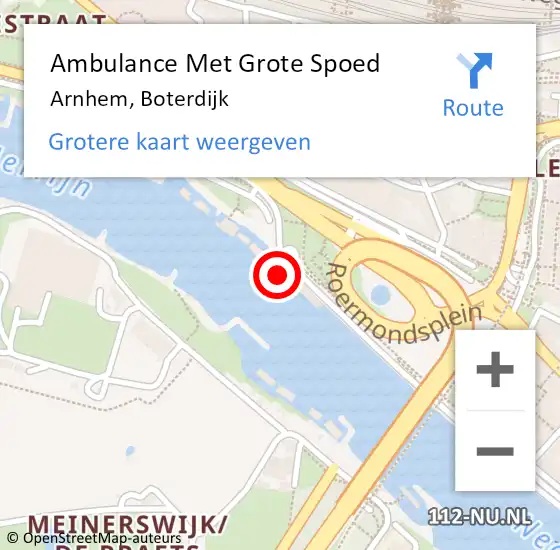 Locatie op kaart van de 112 melding: Ambulance Met Grote Spoed Naar Arnhem, Boterdijk op 9 november 2022 12:35