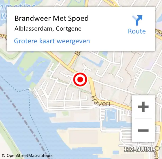 Locatie op kaart van de 112 melding: Brandweer Met Spoed Naar Alblasserdam, Cortgene op 9 november 2022 12:36