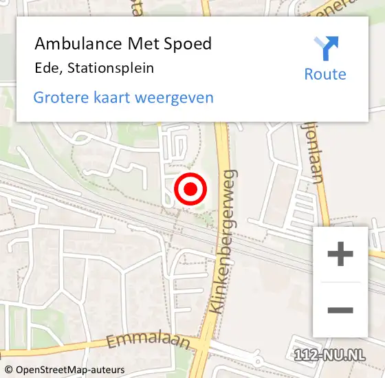 Locatie op kaart van de 112 melding: Ambulance Met Spoed Naar Ede, Stationsplein op 9 november 2022 12:37