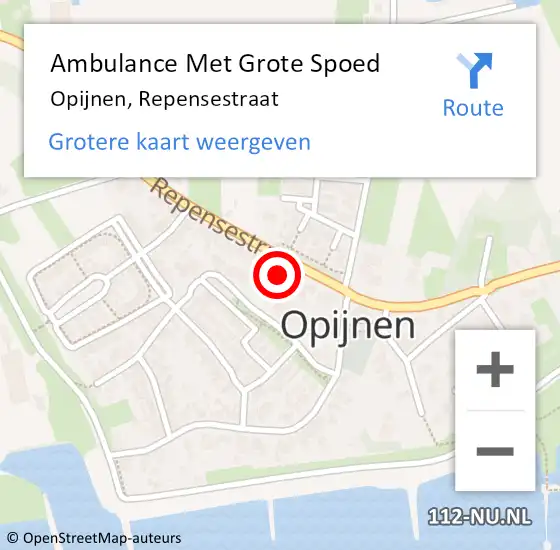 Locatie op kaart van de 112 melding: Ambulance Met Grote Spoed Naar Opijnen, Repensestraat op 9 november 2022 12:58