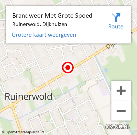 Locatie op kaart van de 112 melding: Brandweer Met Grote Spoed Naar Ruinerwold, Dijkhuizen op 9 november 2022 13:10