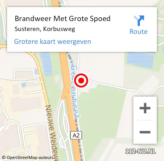 Locatie op kaart van de 112 melding: Brandweer Met Grote Spoed Naar Susteren, Korbusweg op 9 november 2022 13:12