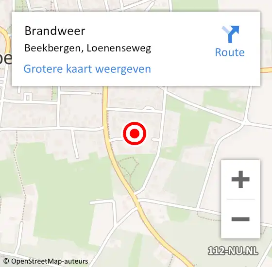 Locatie op kaart van de 112 melding: Brandweer Beekbergen, Loenenseweg op 9 november 2022 13:14