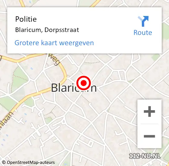 Locatie op kaart van de 112 melding: Politie Blaricum, Dorpsstraat op 9 november 2022 13:51