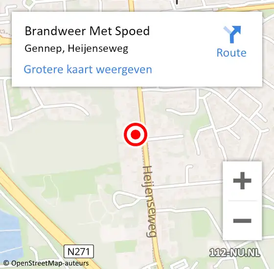Locatie op kaart van de 112 melding: Brandweer Met Spoed Naar Gennep, Heijenseweg op 9 november 2022 13:51