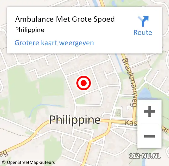 Locatie op kaart van de 112 melding: Ambulance Met Grote Spoed Naar Philippine op 9 november 2022 14:14