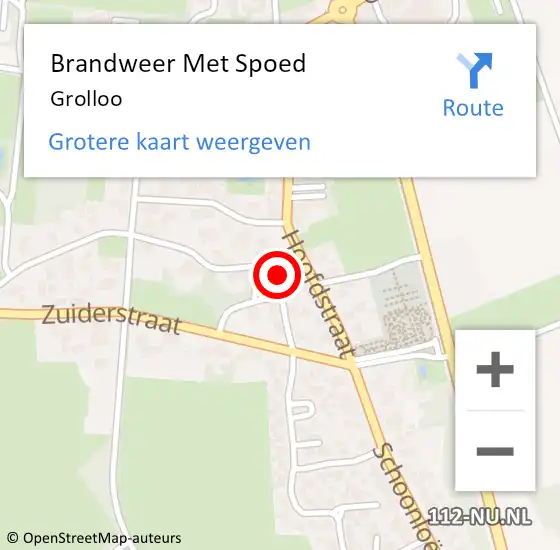 Locatie op kaart van de 112 melding: Brandweer Met Spoed Naar Grolloo op 9 november 2022 14:37