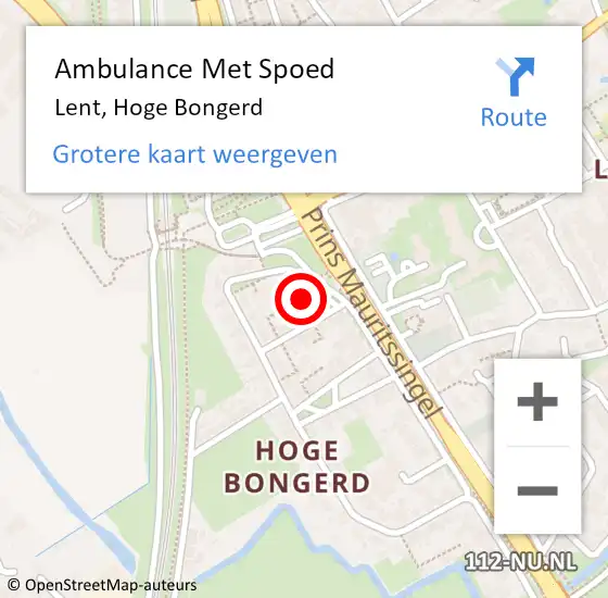 Locatie op kaart van de 112 melding: Ambulance Met Spoed Naar Lent, Hoge Bongerd op 9 november 2022 14:41