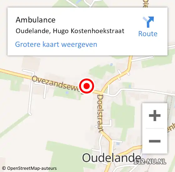 Locatie op kaart van de 112 melding: Ambulance Oudelande, Hugo Kostenhoekstraat op 4 augustus 2014 13:01