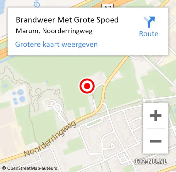 Locatie op kaart van de 112 melding: Brandweer Met Grote Spoed Naar Marum, Noorderringweg op 9 november 2022 14:53