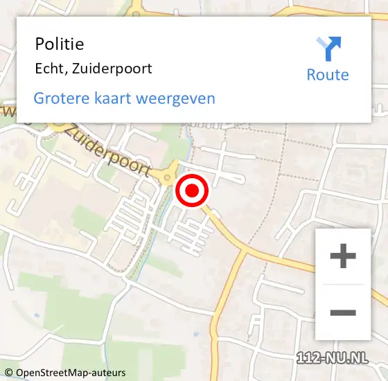 Locatie op kaart van de 112 melding: Politie Echt, Zuiderpoort op 9 november 2022 14:58