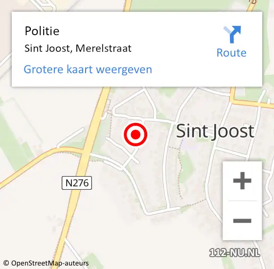 Locatie op kaart van de 112 melding: Politie Sint Joost, Merelstraat op 9 november 2022 15:01