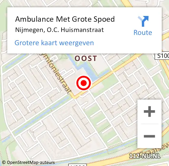 Locatie op kaart van de 112 melding: Ambulance Met Grote Spoed Naar Nijmegen, O.C. Huismanstraat op 9 november 2022 15:04