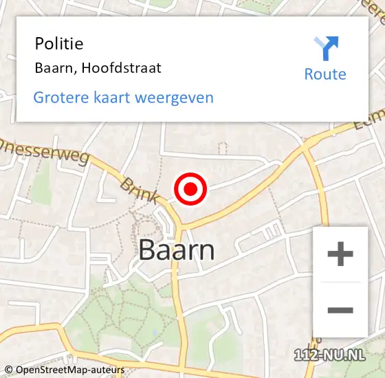 Locatie op kaart van de 112 melding: Politie Baarn, Hoofdstraat op 9 november 2022 15:12