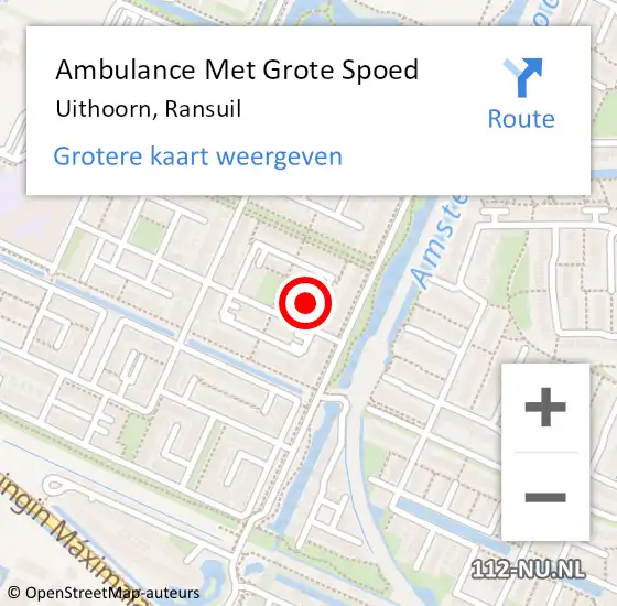 Locatie op kaart van de 112 melding: Ambulance Met Grote Spoed Naar Uithoorn, Ransuil op 9 november 2022 15:13