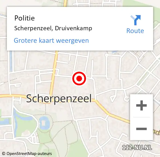 Locatie op kaart van de 112 melding: Politie Scherpenzeel, Druivenkamp op 9 november 2022 15:14
