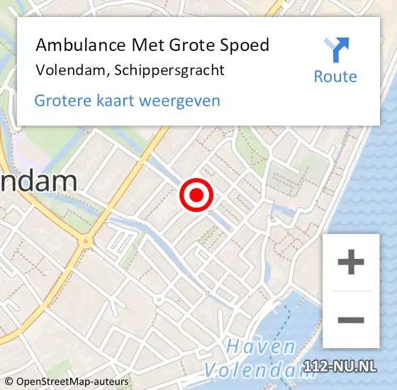 Locatie op kaart van de 112 melding: Ambulance Met Grote Spoed Naar Volendam, Schippersgracht op 9 november 2022 15:15