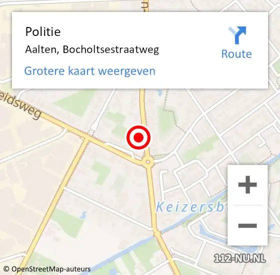 Locatie op kaart van de 112 melding: Politie Aalten, Bocholtsestraatweg op 9 november 2022 15:30