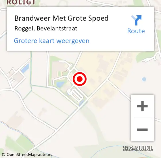 Locatie op kaart van de 112 melding: Brandweer Met Grote Spoed Naar Roggel, Bevelantstraat op 9 november 2022 15:43