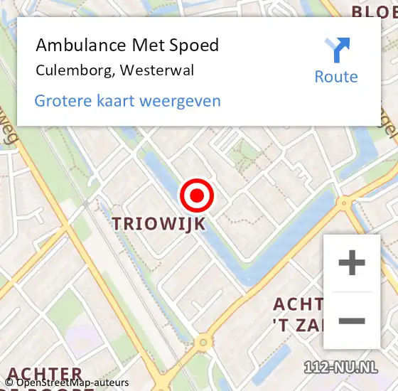 Locatie op kaart van de 112 melding: Ambulance Met Spoed Naar Culemborg, Westerwal op 9 november 2022 15:50