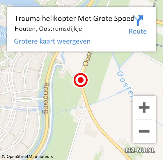 Locatie op kaart van de 112 melding: Trauma helikopter Met Grote Spoed Naar Houten, Oostrumsdijkje op 9 november 2022 16:06