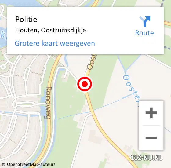 Locatie op kaart van de 112 melding: Politie Houten, Oostrumsdijkje op 9 november 2022 16:12