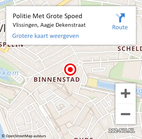 Locatie op kaart van de 112 melding: Politie Met Grote Spoed Naar Vlissingen, Aagje Dekenstraat op 9 november 2022 16:22