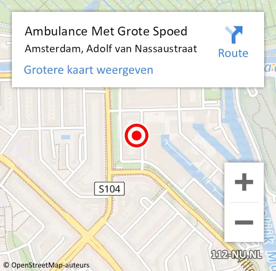 Locatie op kaart van de 112 melding: Ambulance Met Grote Spoed Naar Amsterdam, Adolf van Nassaustraat op 9 november 2022 16:37