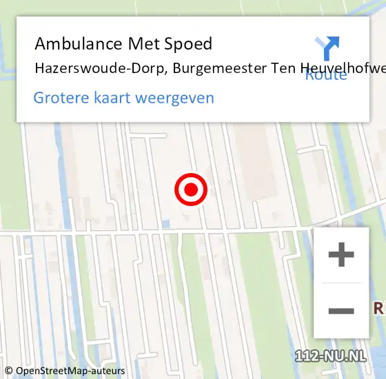 Locatie op kaart van de 112 melding: Ambulance Met Spoed Naar Hazerswoude-Dorp, Burgemeester Ten Heuvelhofweg op 9 november 2022 16:42