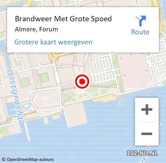 Locatie op kaart van de 112 melding: Brandweer Met Grote Spoed Naar Almere, Forum op 9 november 2022 16:43