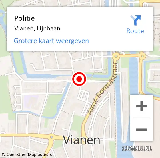 Locatie op kaart van de 112 melding: Politie Vianen, Lijnbaan op 9 november 2022 16:49