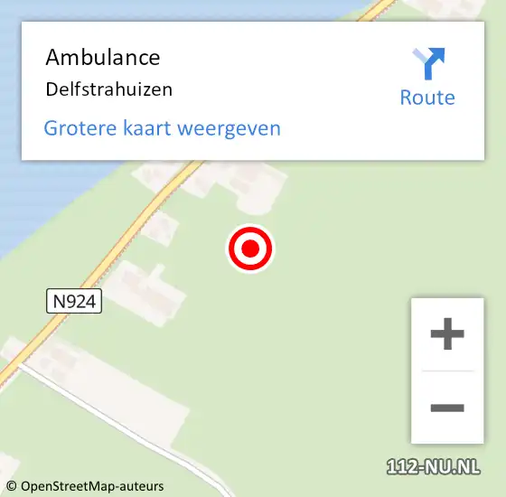Locatie op kaart van de 112 melding: Ambulance Delfstrahuizen op 9 november 2022 16:55