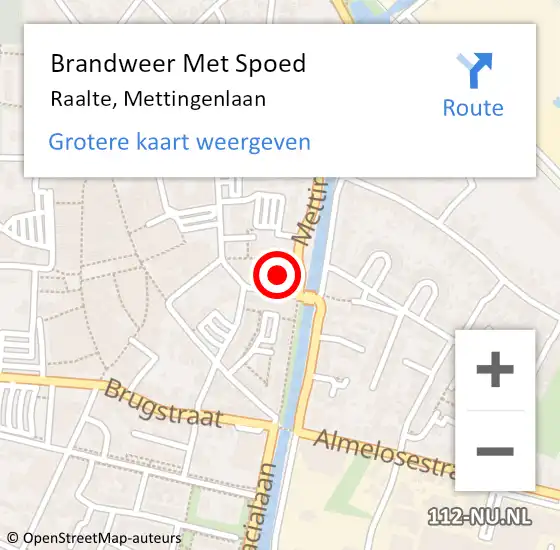 Locatie op kaart van de 112 melding: Brandweer Met Spoed Naar Raalte, Mettingenlaan op 9 november 2022 16:55