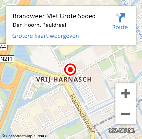 Locatie op kaart van de 112 melding: Brandweer Met Grote Spoed Naar Den Hoorn, Peuldreef op 9 november 2022 17:35