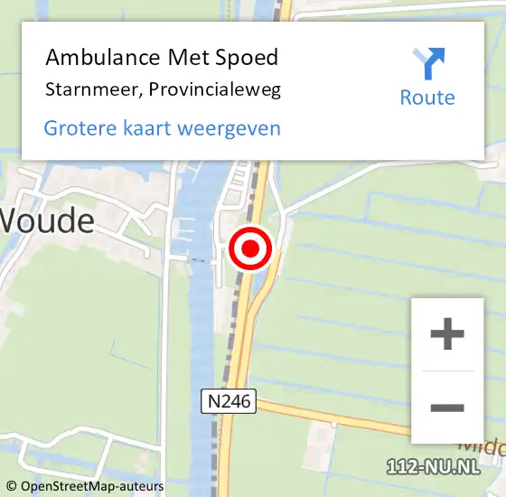 Locatie op kaart van de 112 melding: Ambulance Met Spoed Naar Starnmeer, Provincialeweg op 4 augustus 2014 13:16