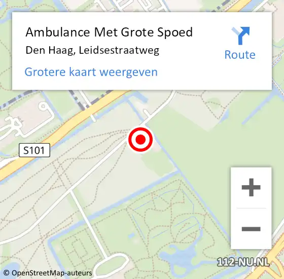 Locatie op kaart van de 112 melding: Ambulance Met Grote Spoed Naar Den Haag, Leidsestraatweg op 9 november 2022 17:40