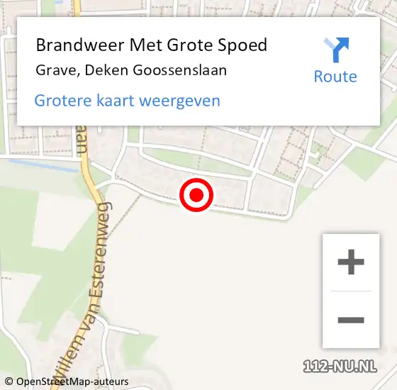 Locatie op kaart van de 112 melding: Brandweer Met Grote Spoed Naar Grave, Deken Goossenslaan op 9 november 2022 17:47